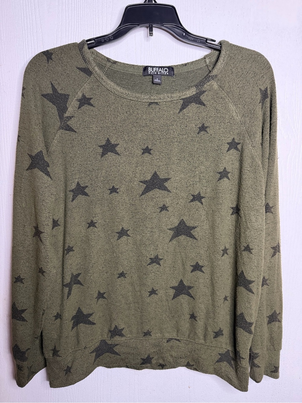 Buffalo David Bitton Olive Green Star Print Pullover